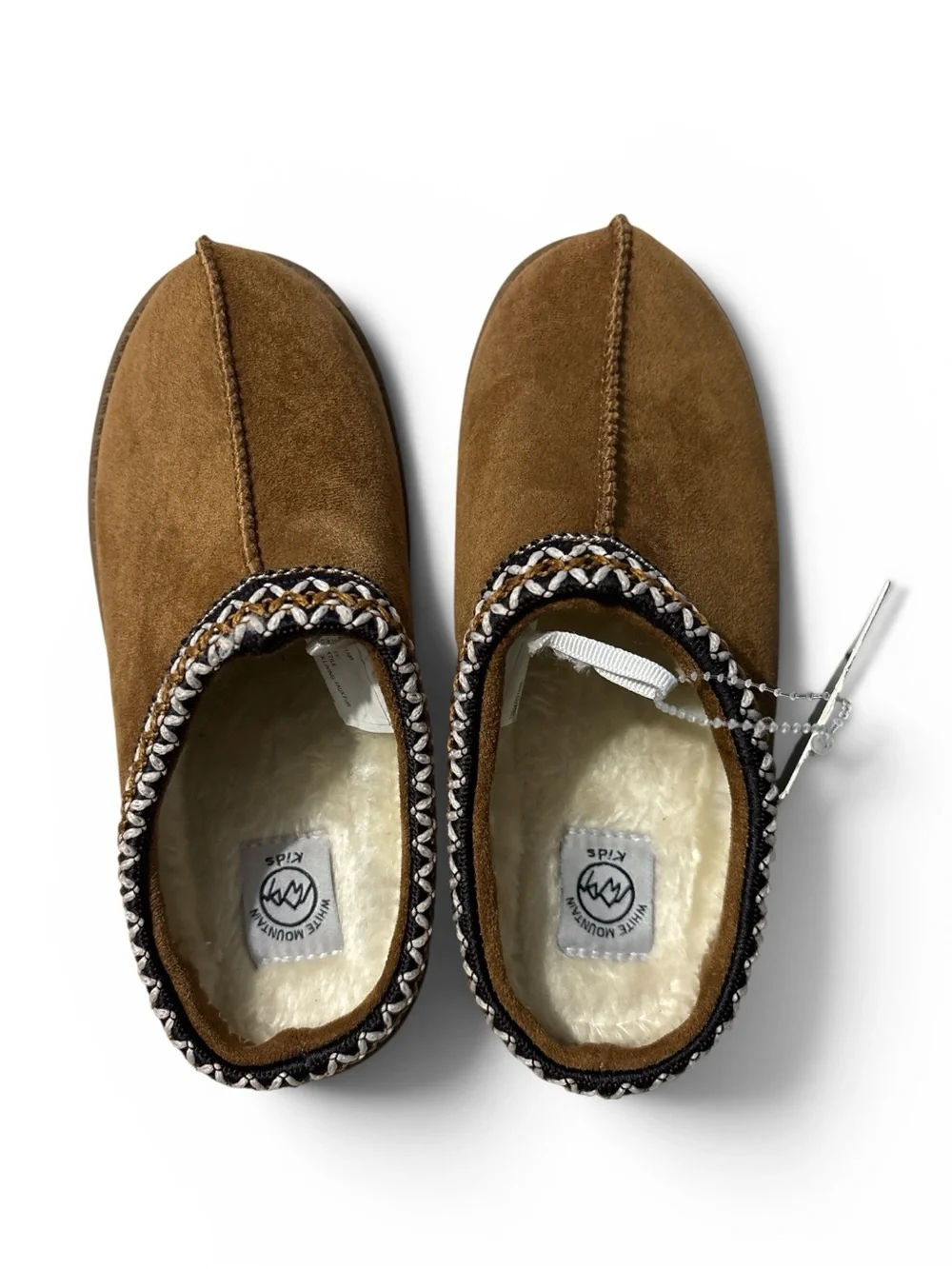 White Mountain Kids Tan Brown Braided-Trim Slip-On Slippers